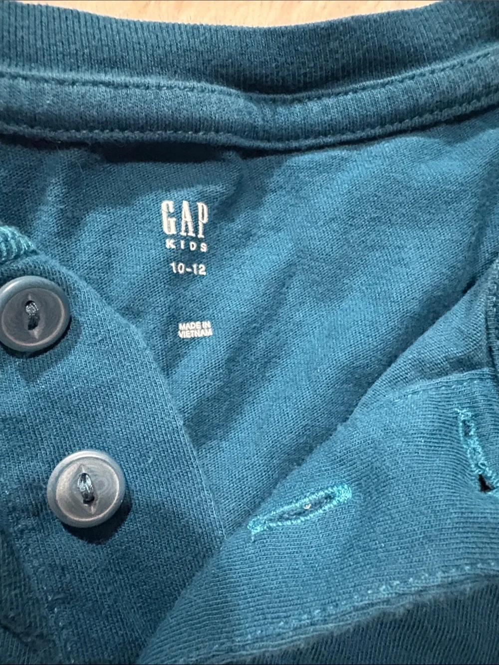 GAP Girl's Teal Henley Short Sleeve Shirt